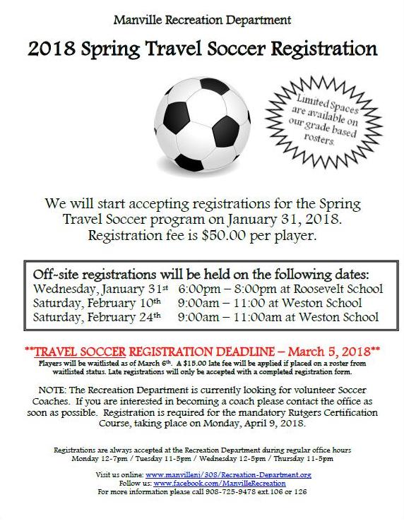 2018 Spring Soccer Registration Flyer