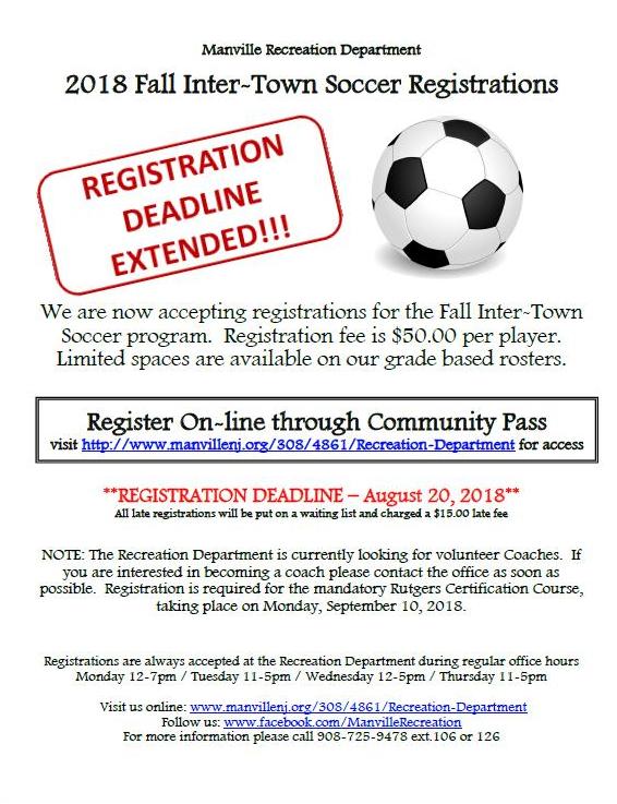 2018 Fall Soccer Registration Flyer Rev1