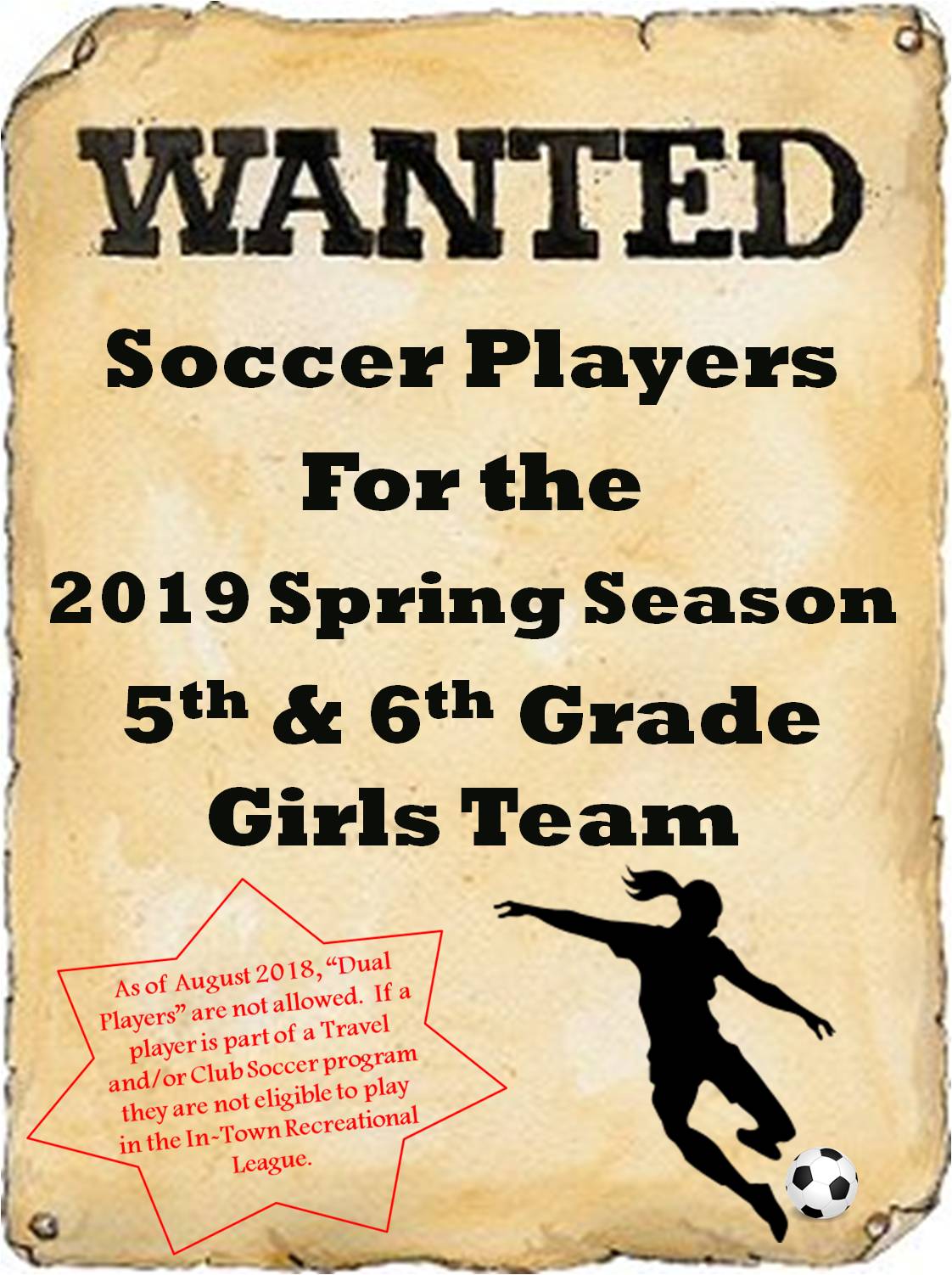 Wanted 5th-6th Girls Soccer Players
