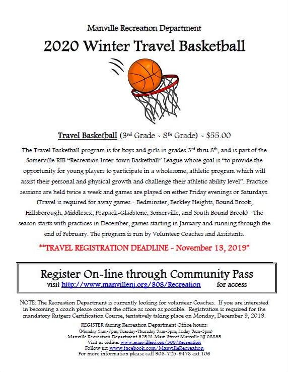 2020 Travel Basketball Program Registration Flyer