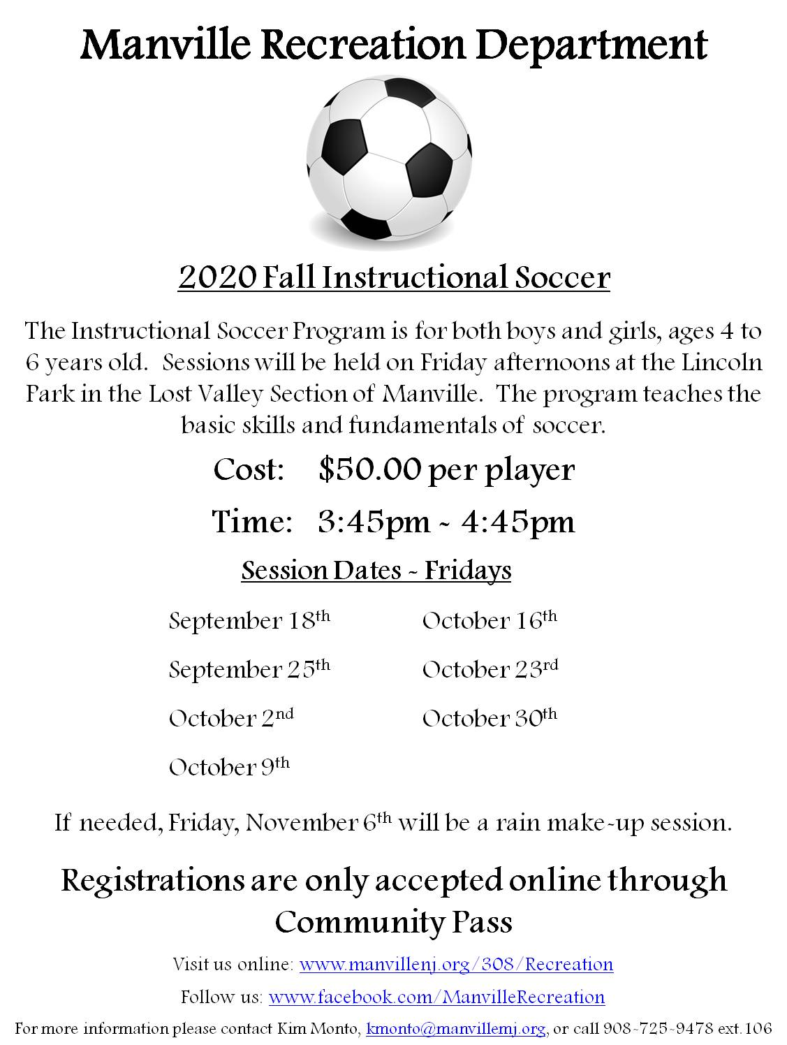 2020 Fall Instructional Soccer