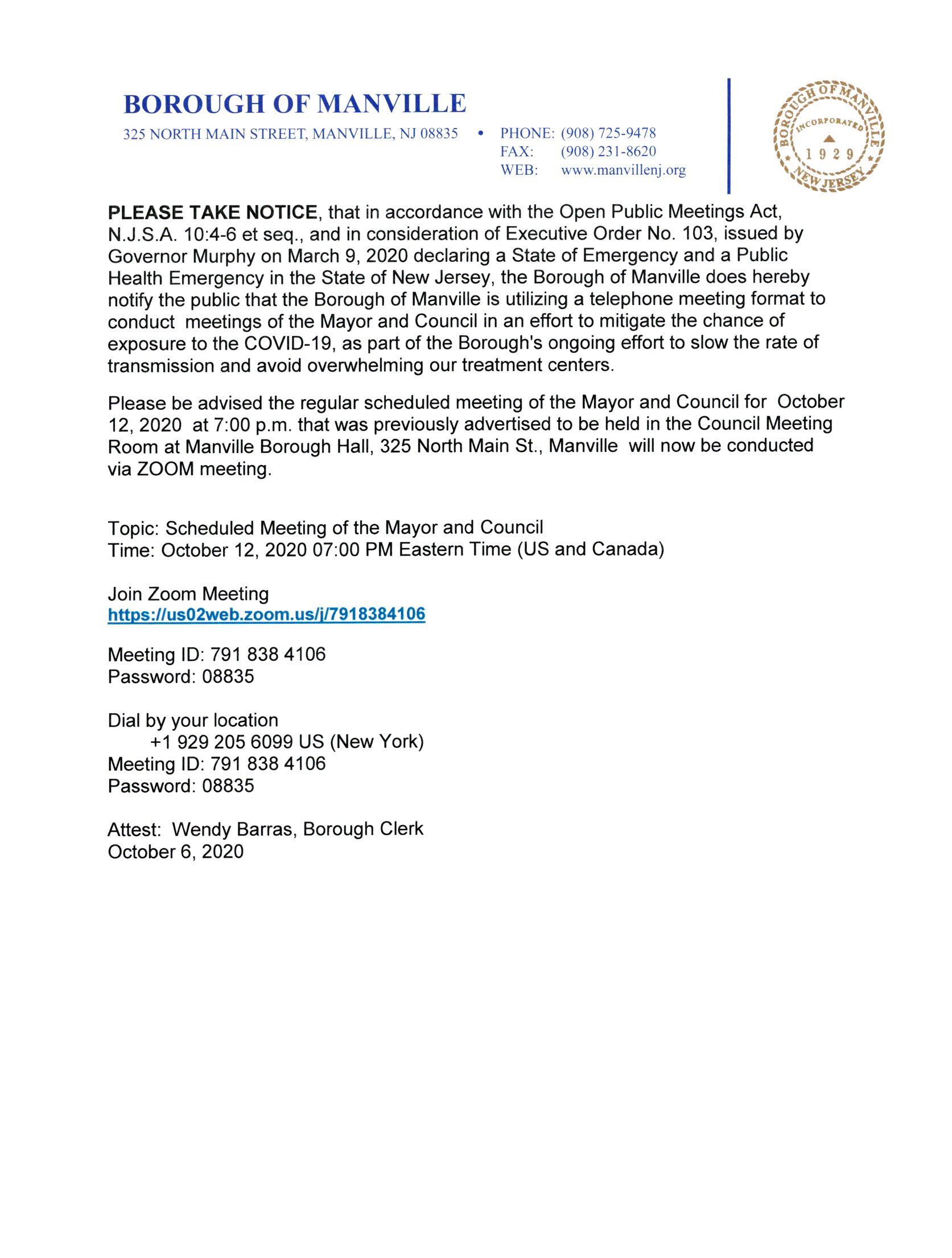 Council Meeting October 12th